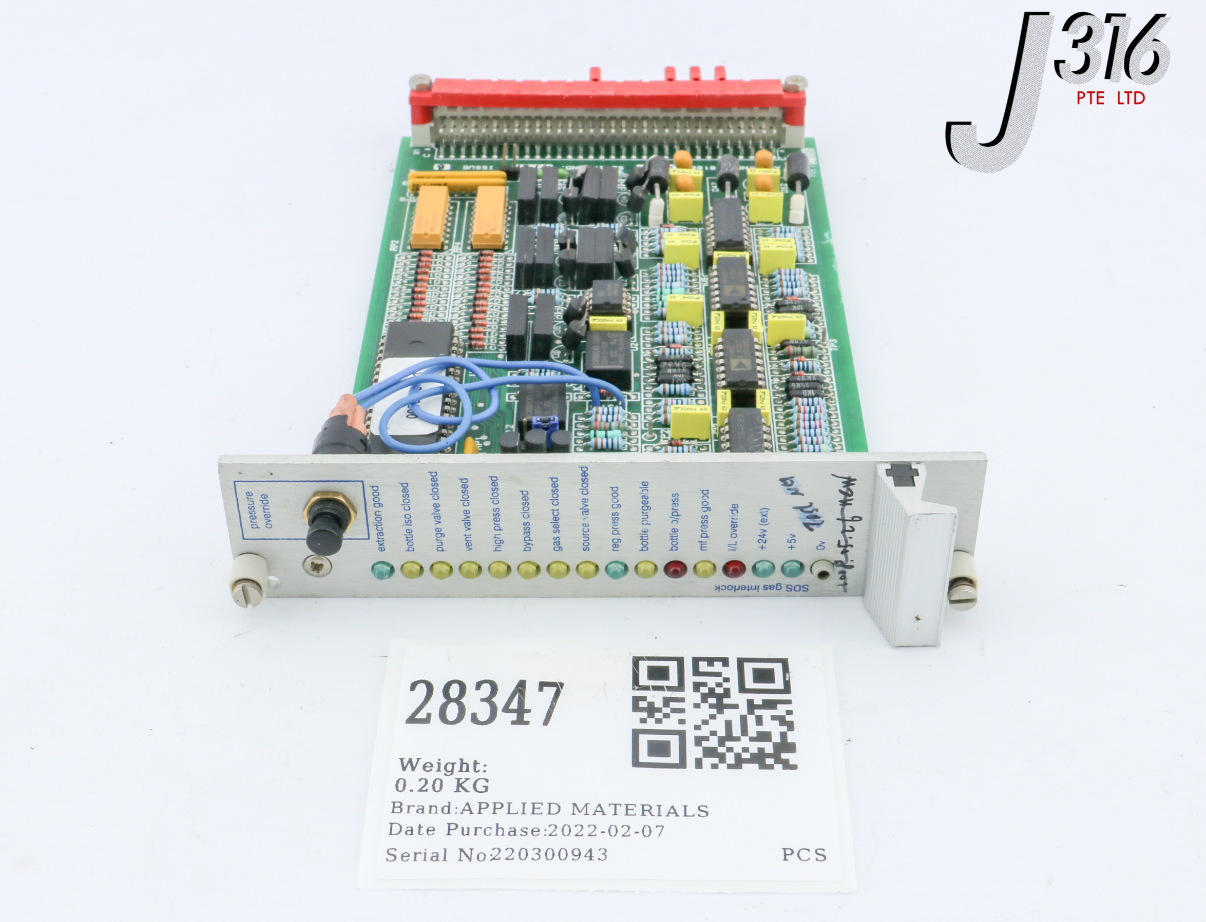 28347 APPLIED MATERIALS PCB, SDS GAS INTERLOCK, 0020-14785 0100